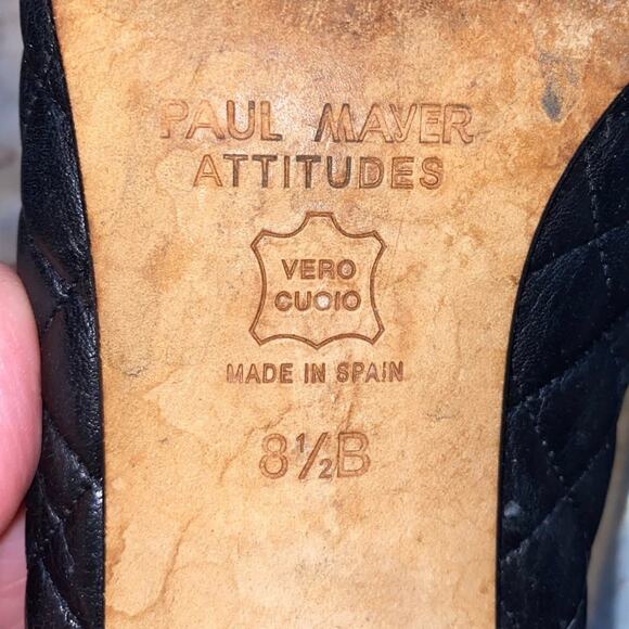 Paul Mayer $235 TITOU Cap Toe Block Heel Quilted Black Comfort Spectator 8.5 - Picture 10 of 13